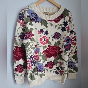 PART TWO Vintage Floral Knit Sweater